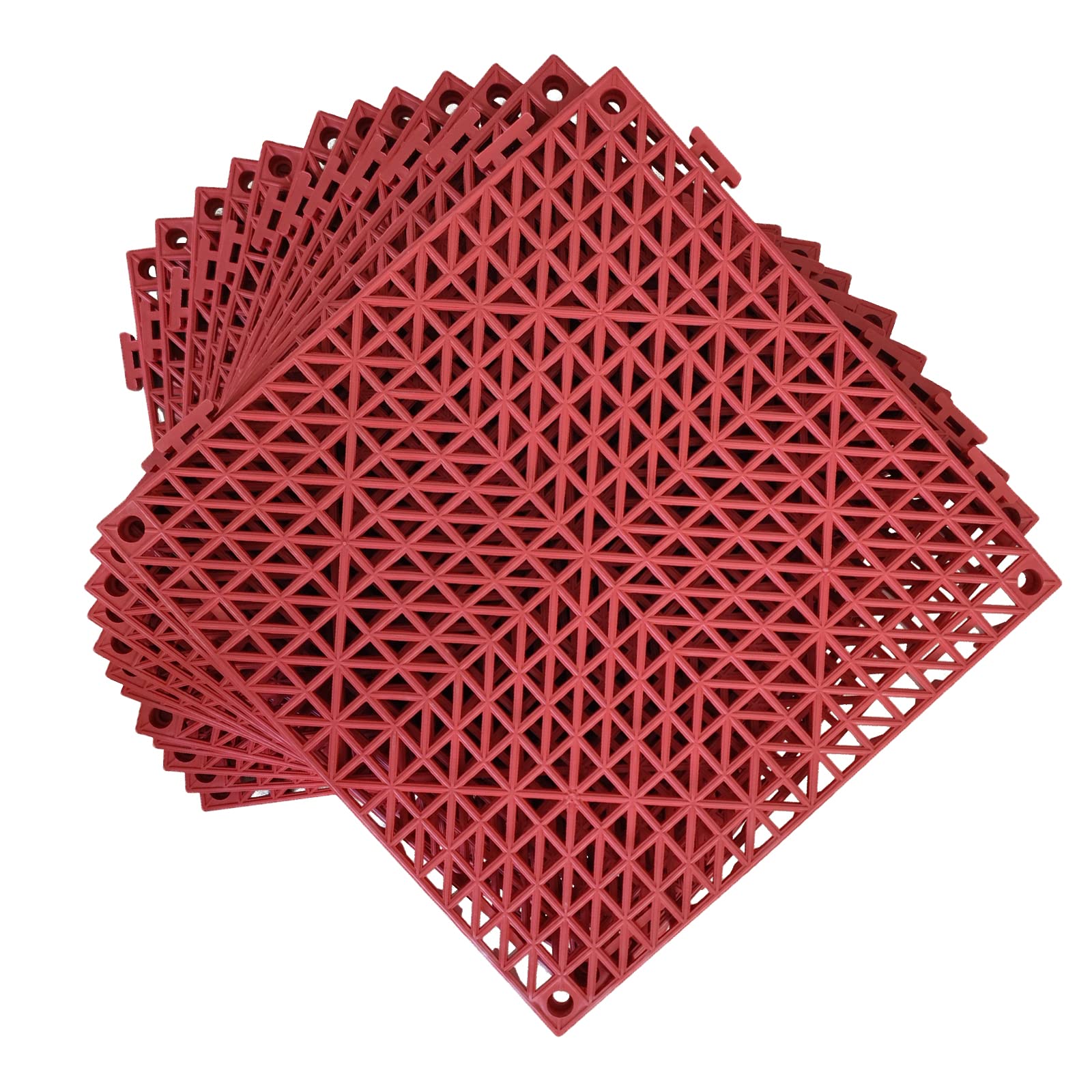 Jaderlu 12 Pack Modular Interlocking Cushion 11.6'' X 11.6'' Rubber Mat Floor Tile Mats Drain Pool Patio Balcony Yard Pet Area W