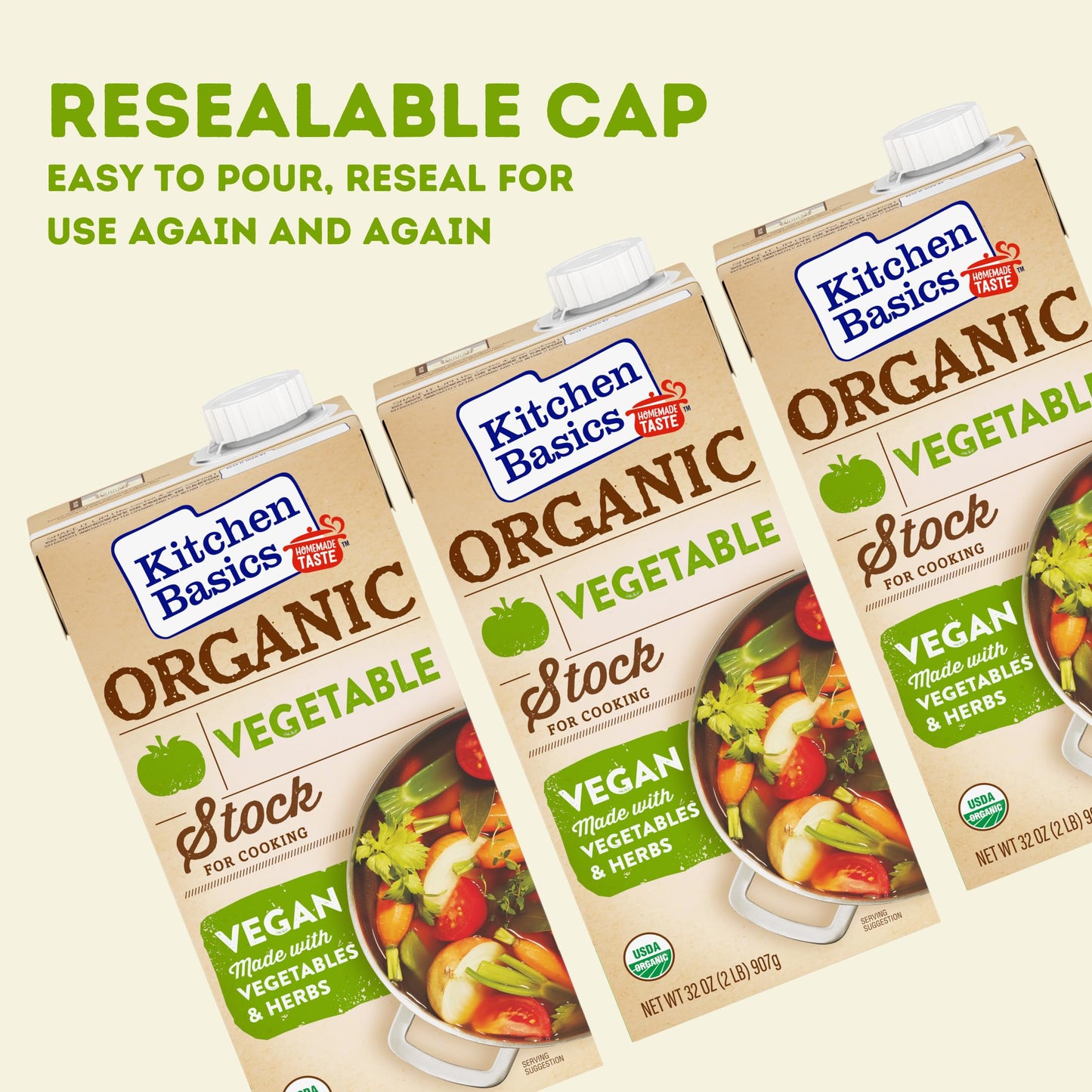 Kitchen Basics Organic Vegetable Stock, 32 Oz (Pack Of 12) | No Artificial Flavors, Vegan, Gluten Free |
