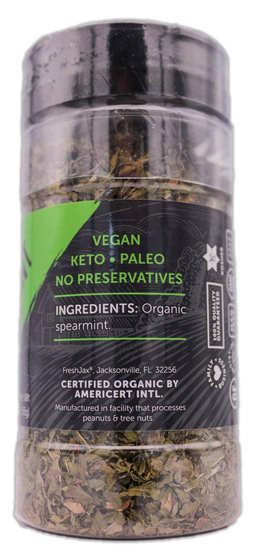 Certified Organic Spearmint - Freshjax Organic Spices, Large Bpa-Free Bottle