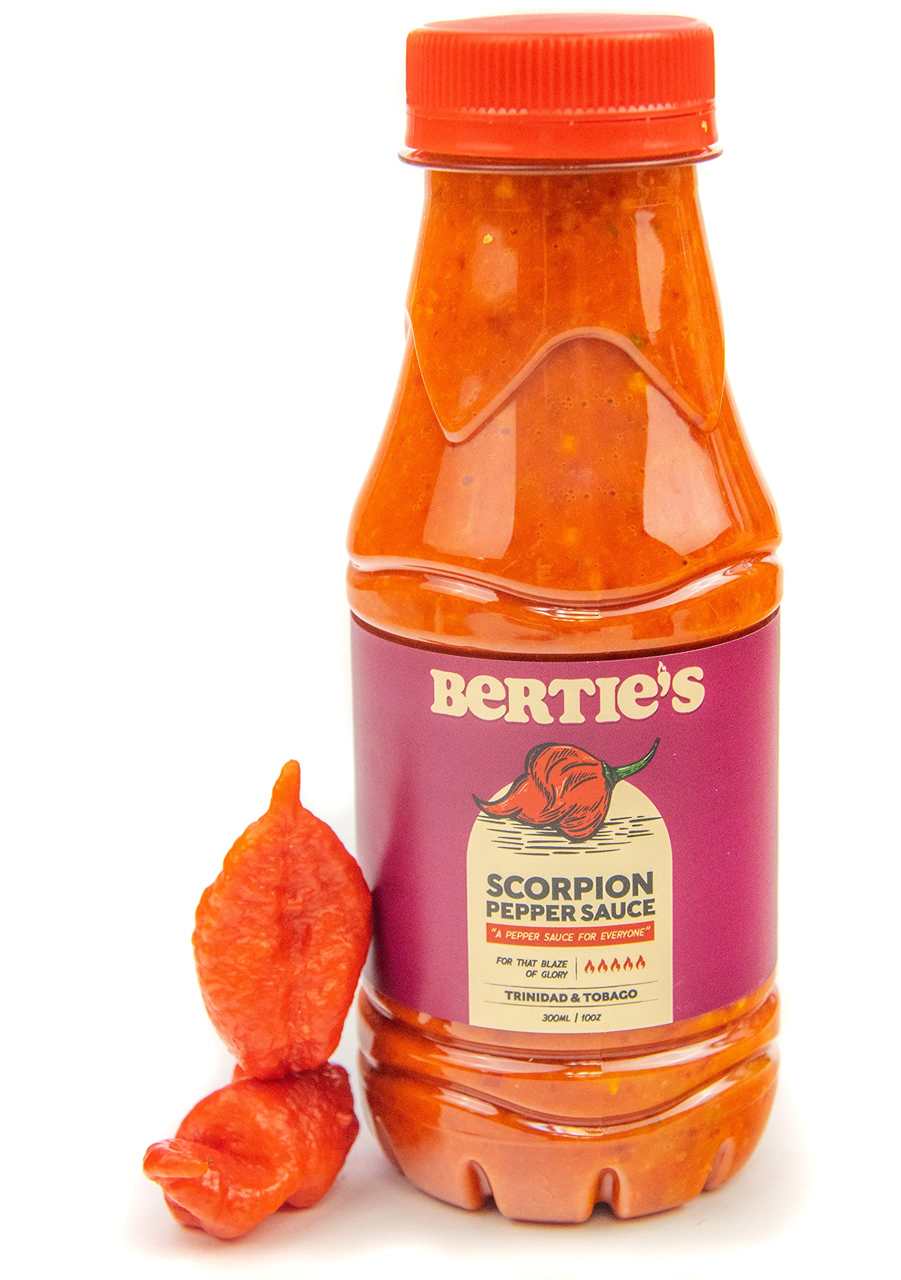 Bertie'S Trinidad Scorpion Pepper Sauce (10 Oz/300Ml) | Strong Flavour And Insane Heat