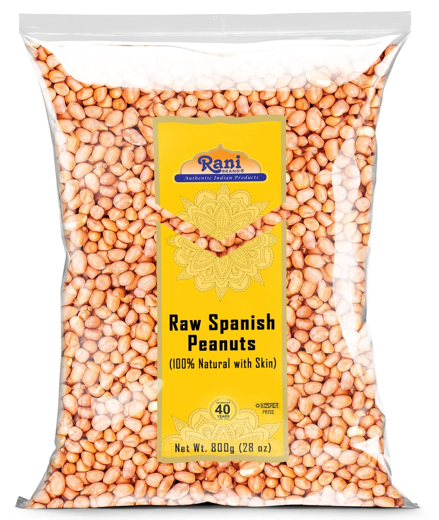 Rani Raw Spanish Peanuts 100% Natural with Skin (uncooked, unsalted) 28oz (1.75lbs) 800g ~ Vegan | Gluten Friendly | Fresh Produ