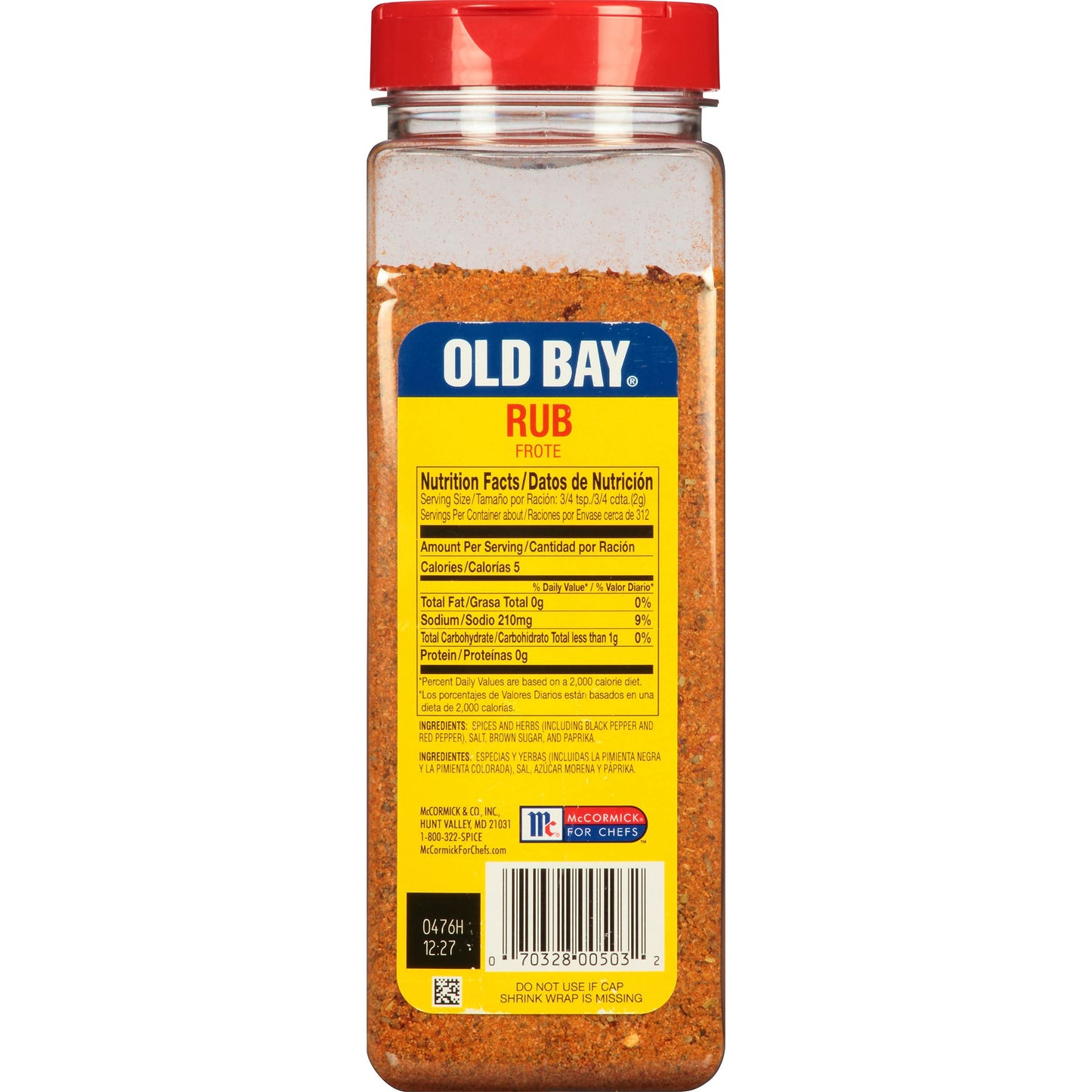 Old Bay Rub, 22 Oz (Pack Of 6) - Six 22 Ounce Containers Of Old Bay Seasoning Rub, Perfect For Sealing In Juices On Meat And Seafood For A Savory Flavor