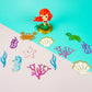 DRWATE Mermaid Cake Topper Set - 24PCS Under the Sea Decorations, Plastic, Purple Blue Balloons, Sea Animals for Parties and Showers