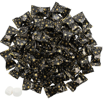 216 Count Black and Gold Buttermints Individually Wrapped Bulk - Wedding Mints, Thank You Candy, Party Favors, Graduation, Retir