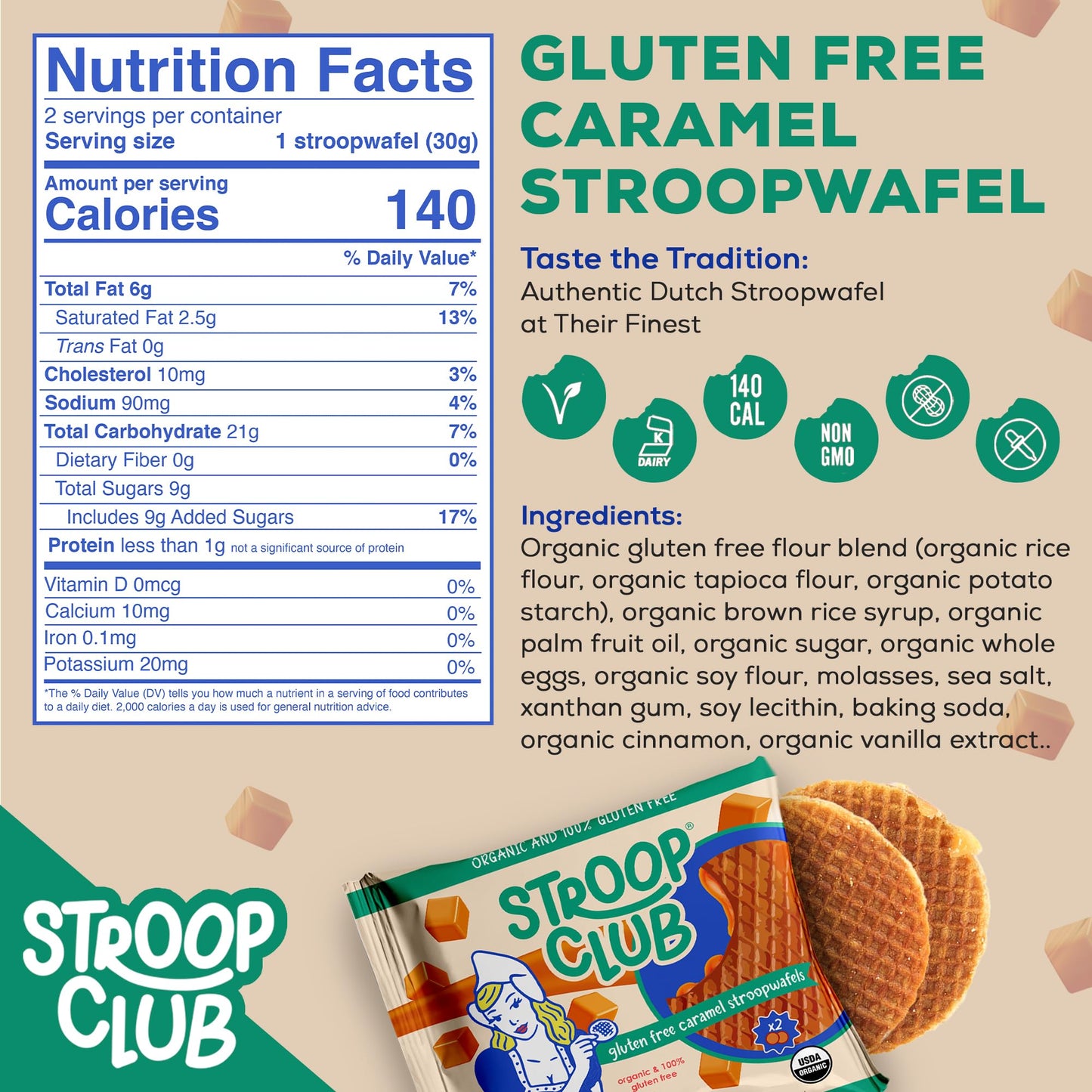Stroop Club Gluten Free Caramel Stroopwafels - Original Dutch- Delight Caramel Waffle Cookies | Organic & 100% Gluten Free Stroo