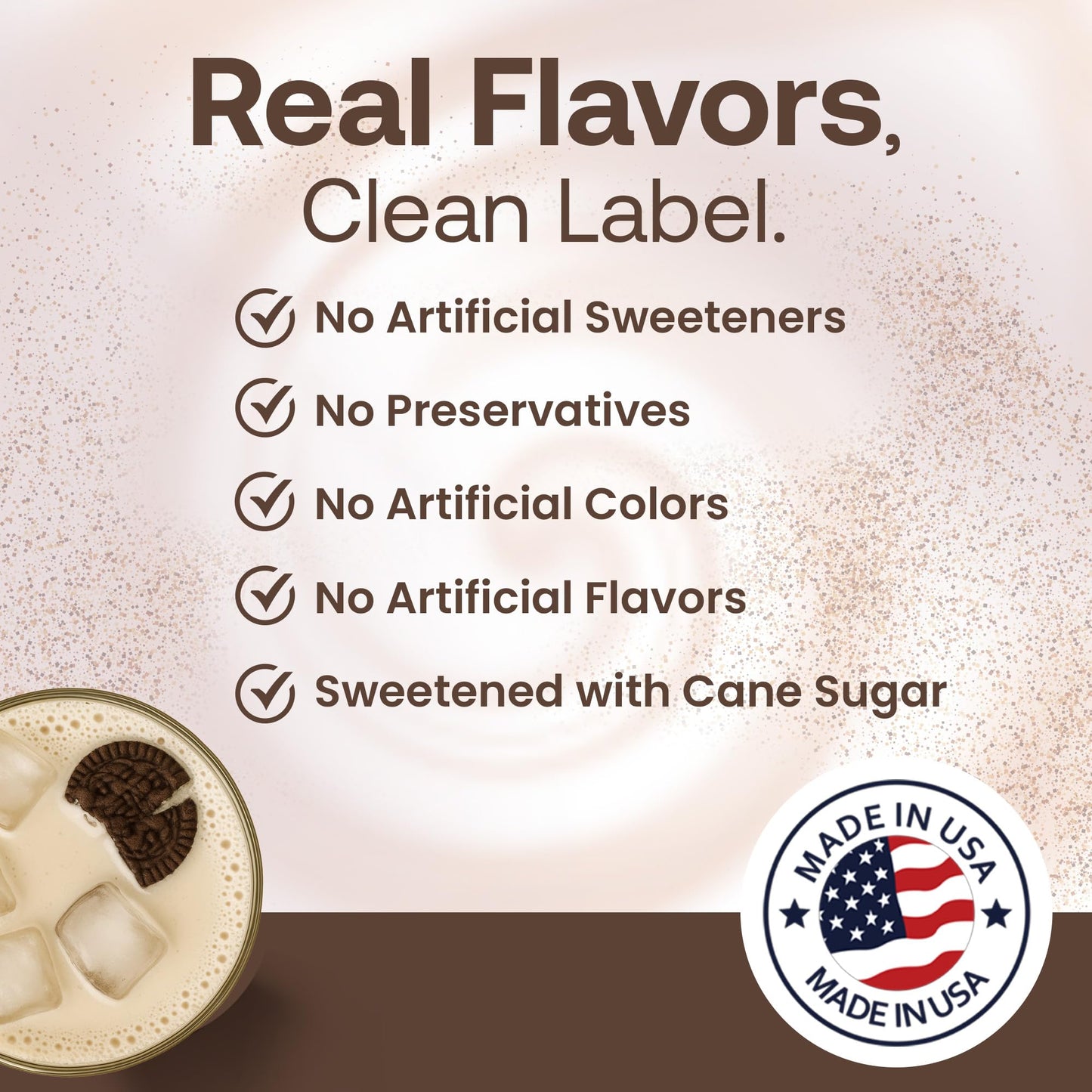 Dr. Smoothie Café Essentials Cookies & Cream Frappe Mix - Caffeine-Free, No Artificial Colors or Flavors, 3.5 lb Bag
