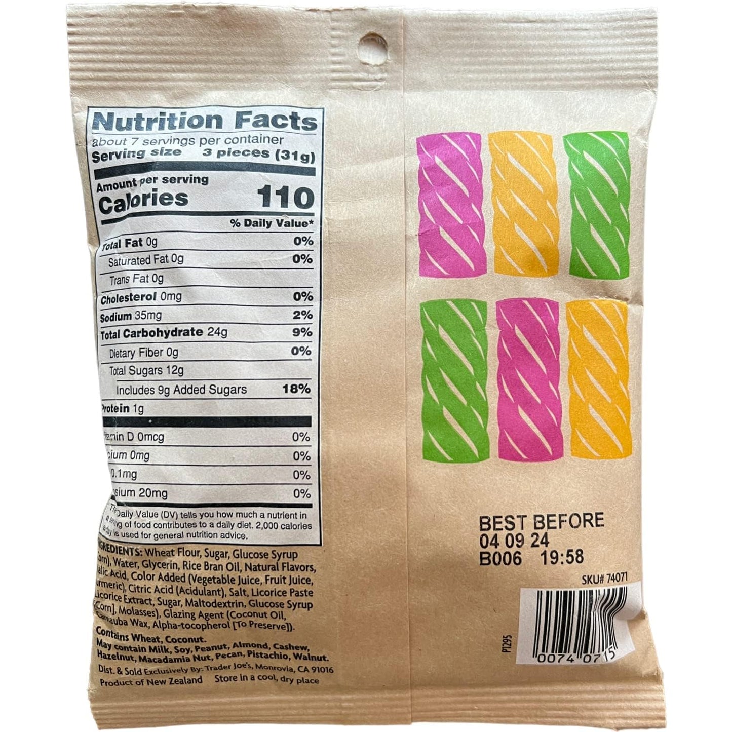 Trader Joe's Soft Licorice Twists - Raspberry, Mango & Green Apple, 8 oz