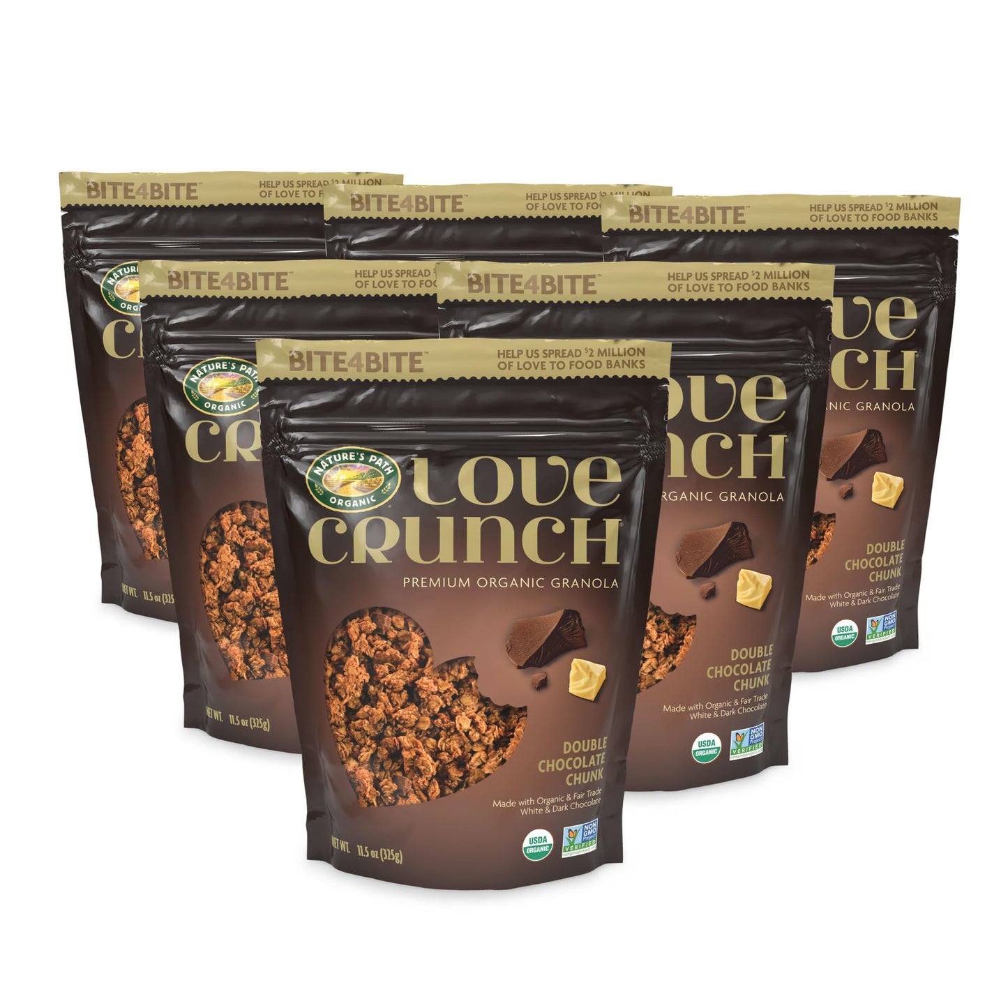 Love Crunch Organic Double Chocolate Chunk Granola, 11.5 Ounce (Pack Of 6), Non-Gmo, Fair Trade, By Nature'S Path