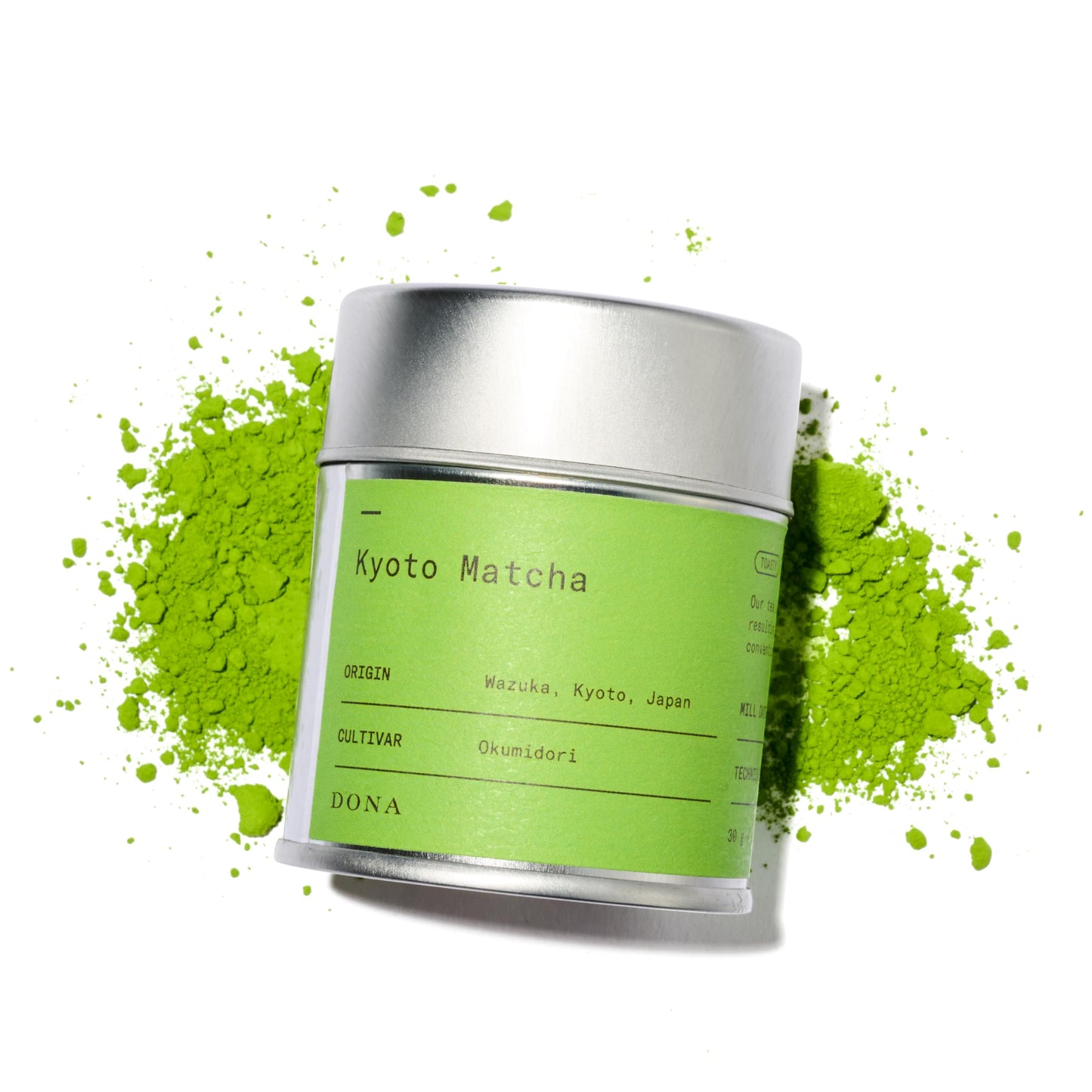 DONA Ceremonial Grade Matcha - Stone-Milled, 30g Canister, Airtight Sealed, Ideal for Hot or Iced Tea