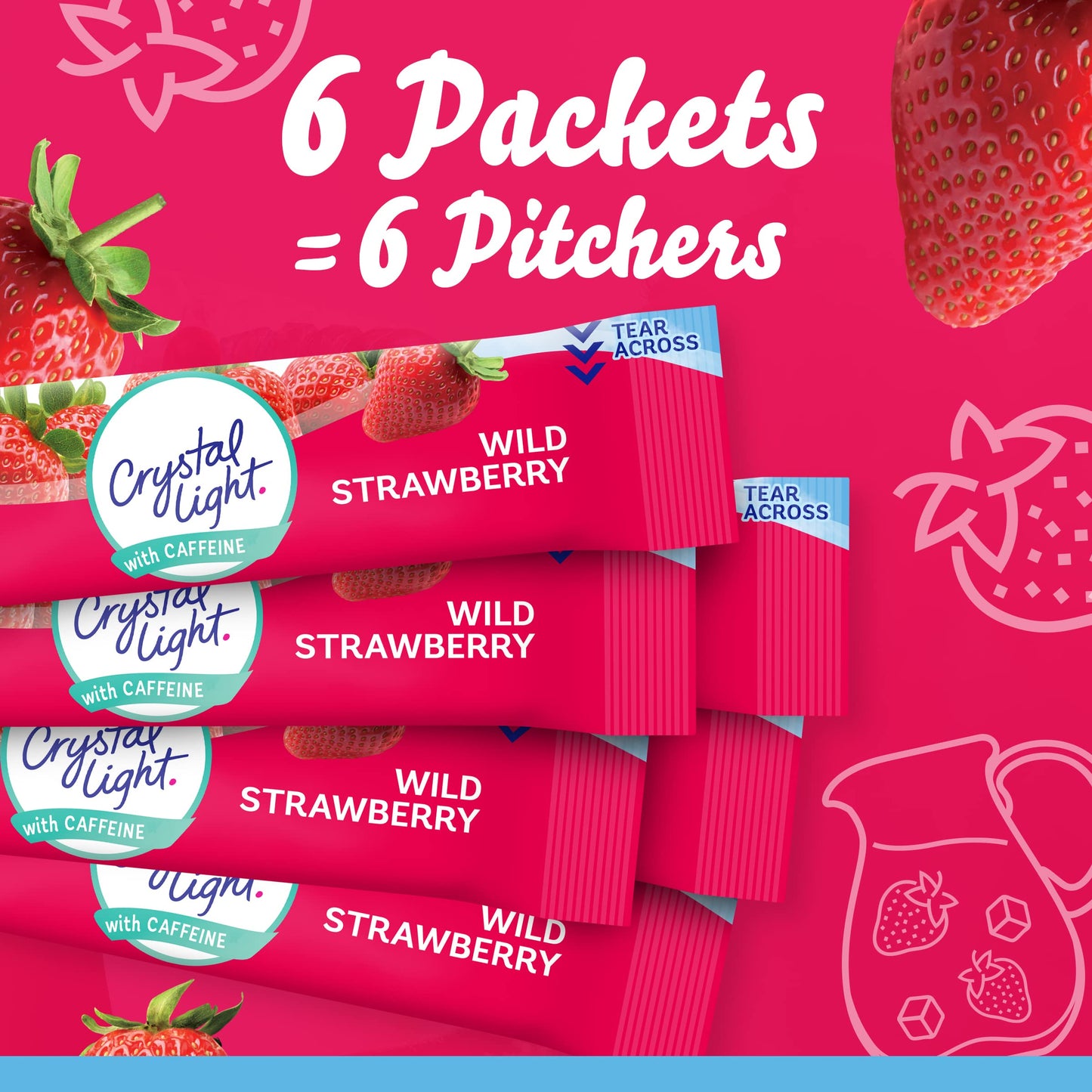Crystal Light Sugar-Free Energy Drink Mix, Wild Strawberry, 2.53 oz (Pack of 1), 6 Count Pitcher Packets