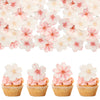 Gyufise 54Pcs Edible Cherry Blossoms Cupcake Toppers Edible Flowers Cake Decorations Wafer Paper Flowers Cupcake Topper for Baby