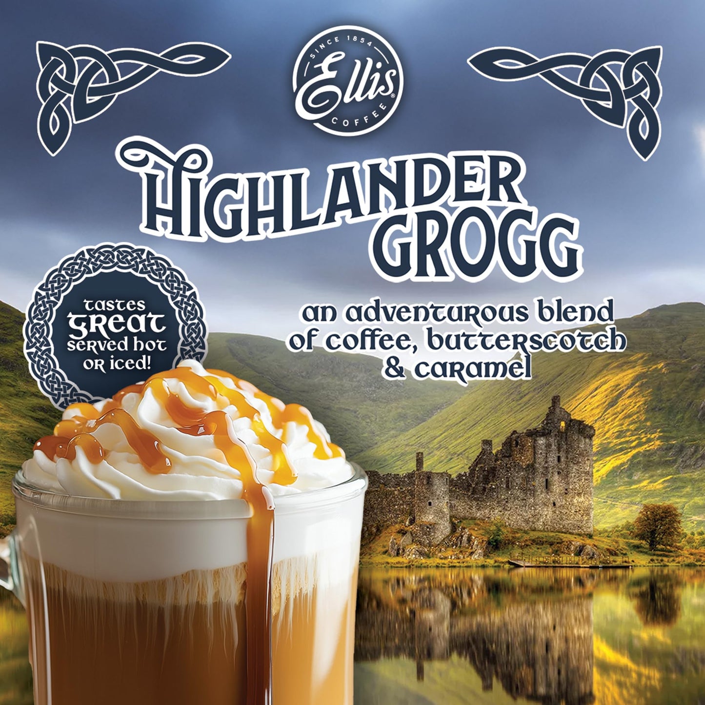 ELLIS COFFEE Highlander Grogg Flavored Coffee Pods for K-Cups, 24 Count, 0.85 Ounce Each