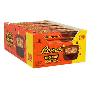Reese'S Big Cup With Pieces Milk Chocolate King Size Peanut Butter Cups, Candy Packs, 2.8 Oz (16 Count)