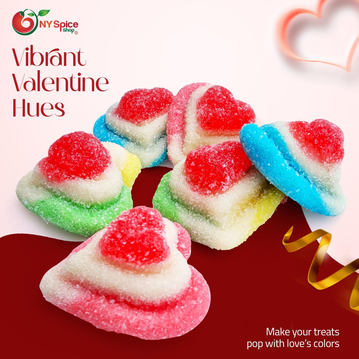 Ny Spice Shop Triple Layered Heart Shaped Gummy Candy - 1 Pound Love Gummy Hearts Snacks Candy - Heart Gummy Candy For Gift Bask