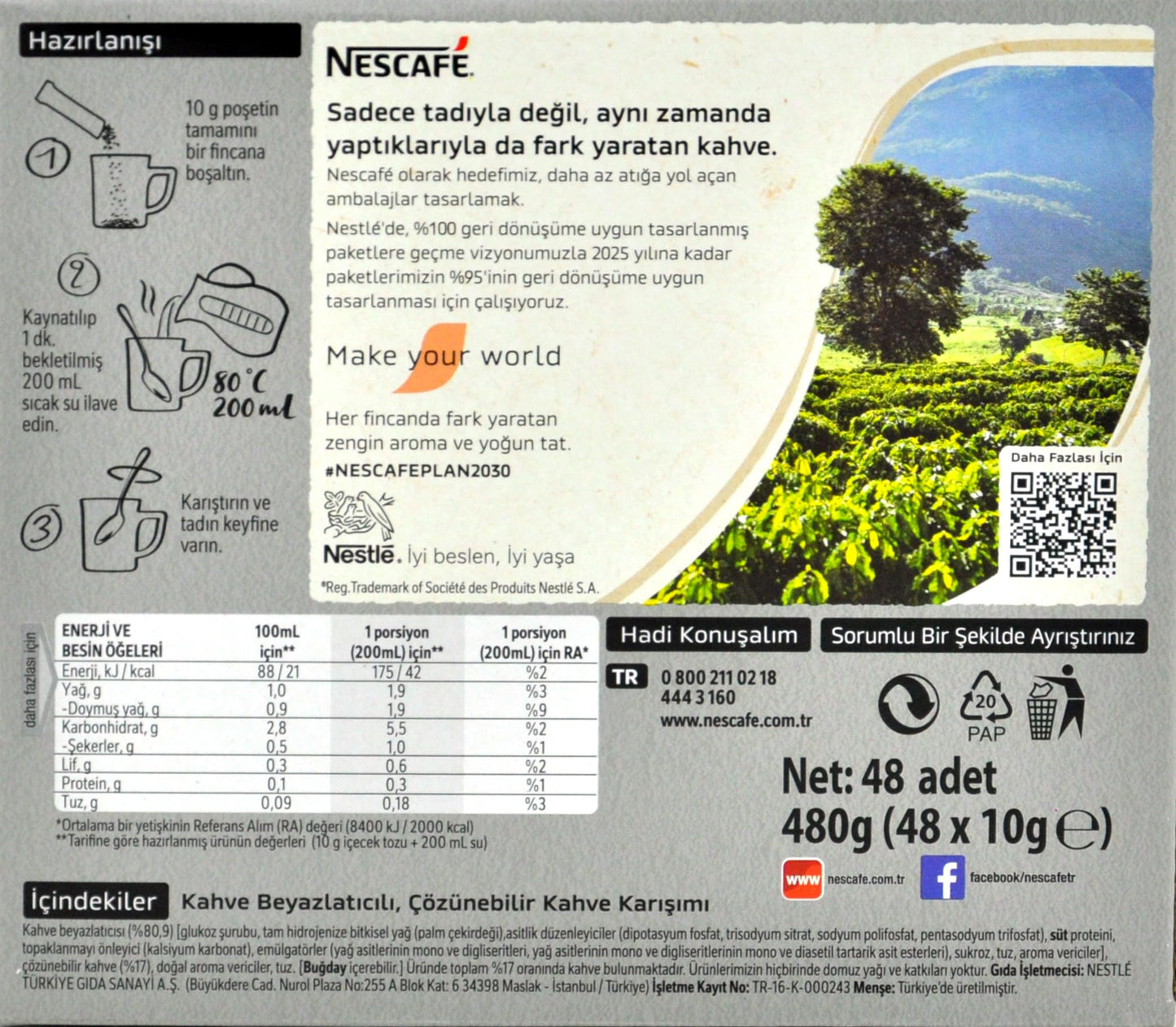 Nescafe 2 In 1 Unsweetened 48 Sticks