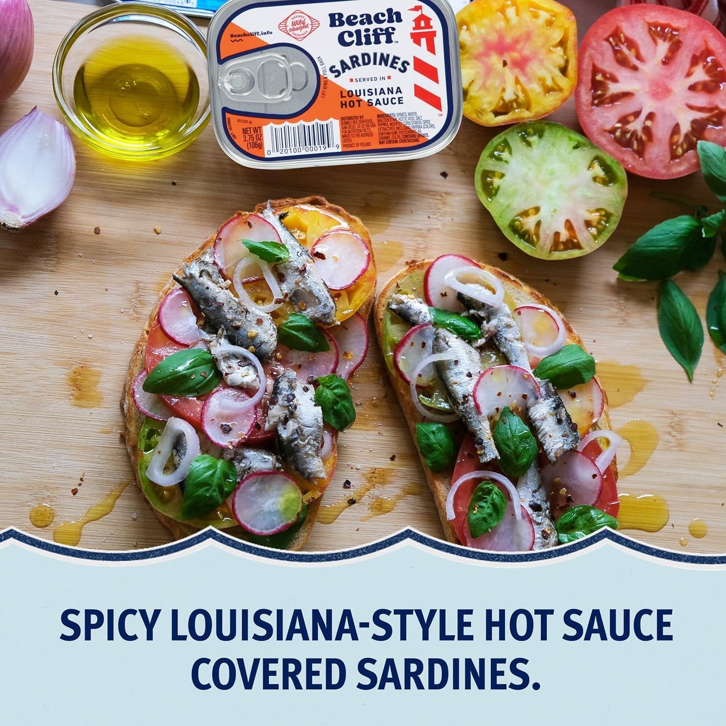 Beach Cliff Sardines in Louisiana Hot Sauce, 3.75 oz Can, Pack of 12, Gluten Free, Keto Friendly, 11g Protein per Serving