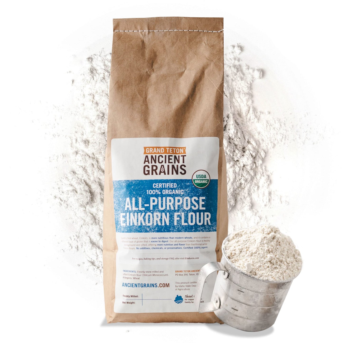 Grand Teton Ancient Grains - 100% Organic All-Purpose Einkorn Flour, Einkorn Flour Organic & Non-Gmo, Einkorn Flour, Rich In Vit