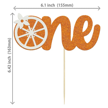 1Pc Little One Cake Topper Glitter Orange First Birthday Cake Pick Decorations For Citrus Fruit Theme Baby Shower Kids Birthday