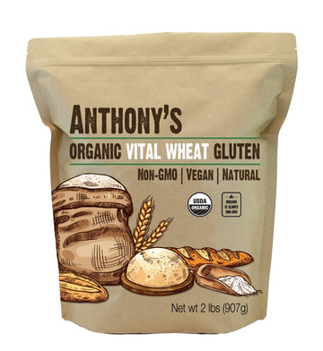 Anthony'S Organic Vital Wheat Gluten, 2 Lb, High In Protein, Vegan, Non Gmo, Keto Friendly, Low Carb