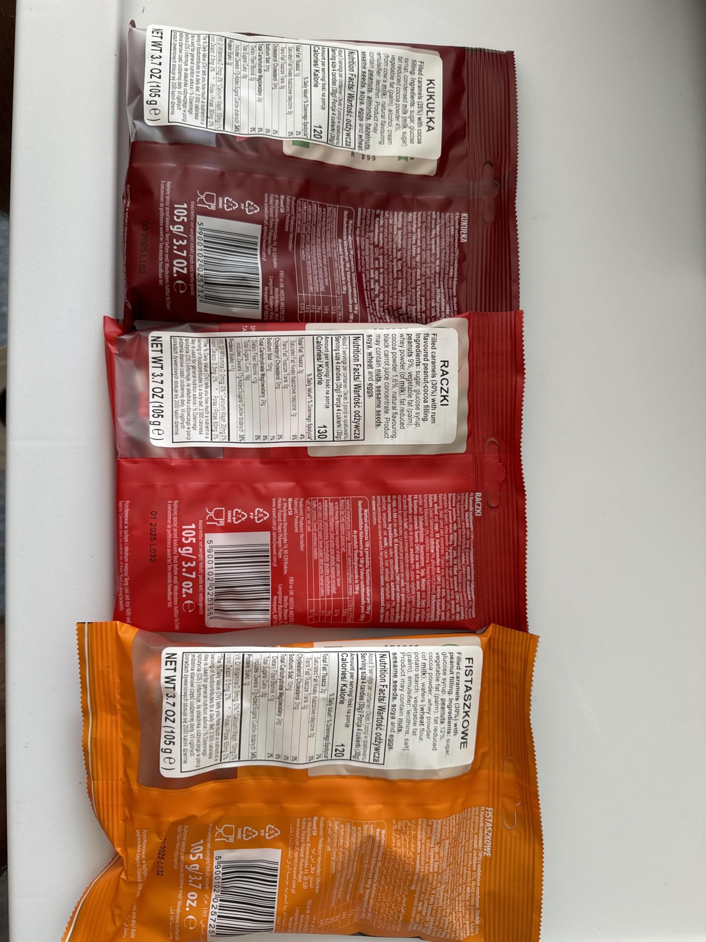 Wawel Traditional Polish Hard Candies - Raczki, Kukulki, Fistaszkowe, 3 Pack x 120g (4.23 oz)