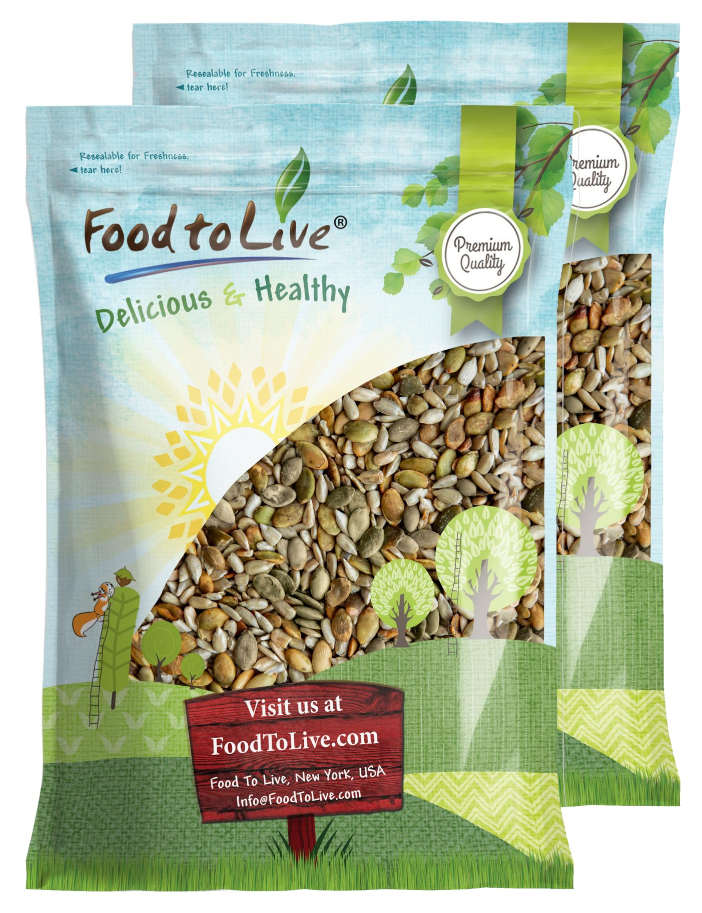 Food to Live Organic Dry Roasted Sunflower and Pumpkin Seed Mix with Himalayan Salt, 16 Pounds - Oven Roasted, Lightly Salted, N