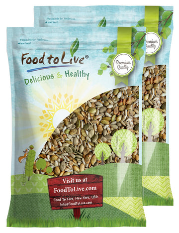 Food to Live Organic Dry Roasted Sunflower and Pumpkin Seed Mix with Himalayan Salt, 16 Pounds - Oven Roasted, Lightly Salted, N