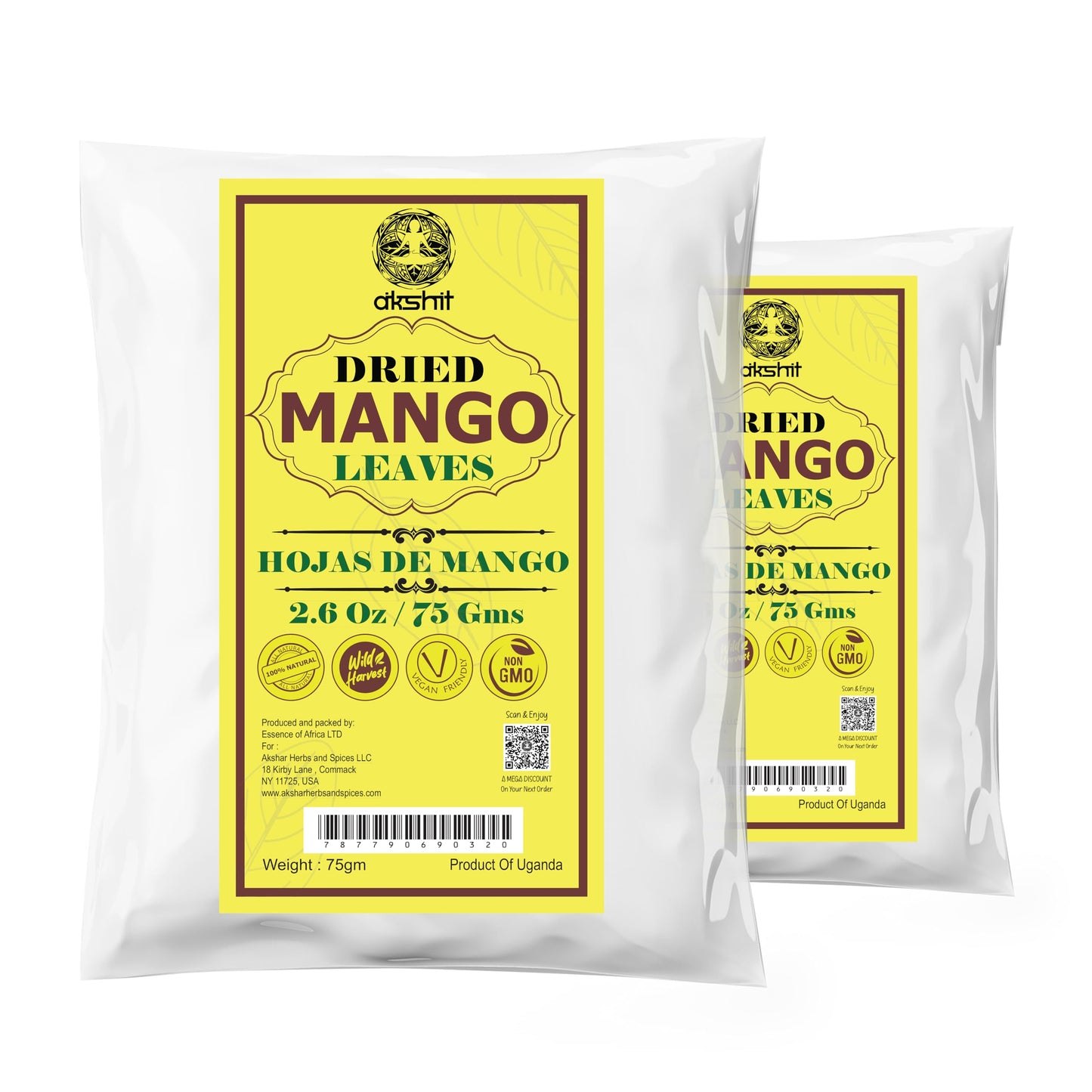 Akshit Mango Leaves Herbal Tea, Caffeine-Free Loose Leaf, 5.2 oz, Non-GMO