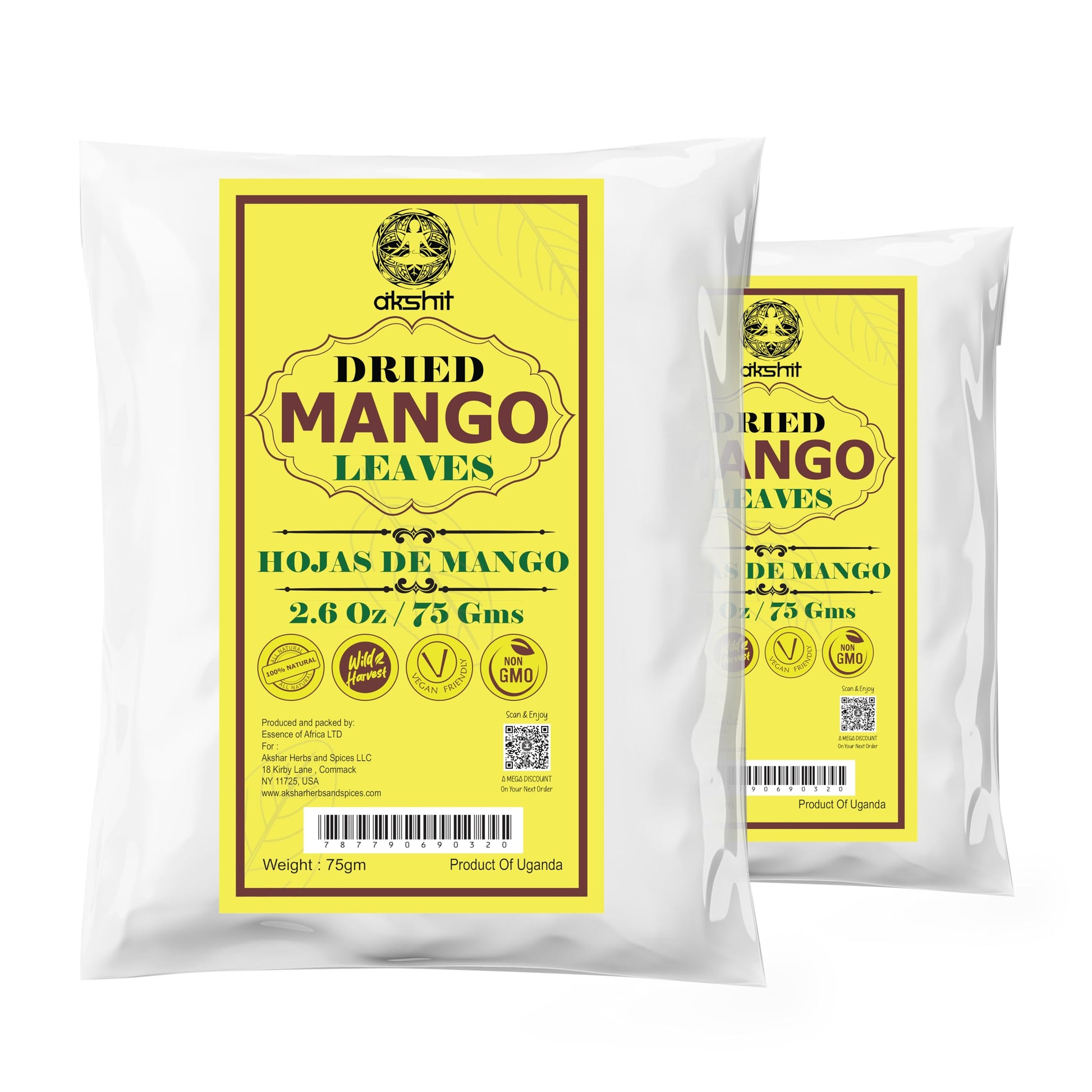 Akshit Mango Leaves Herbal Tea, Caffeine-Free Loose Leaf, 5.2 oz, Non-GMO