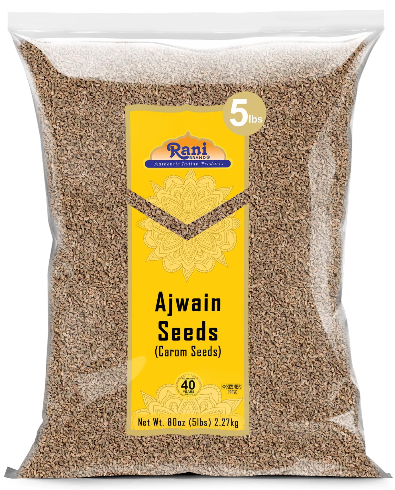 Rani Ajwain Seeds Whole - 80oz (5lbs) Bulk, All Natural, Vegan, Gluten Friendly, NON-GMO, Kosher, Indian Origin