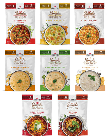 READYWISE - Simple Kitchen, Soup Sampler, Variety Pack, 8 Servings Per Pouch, Soup Mix, Family Size, MRE, Gluten Free Options, F