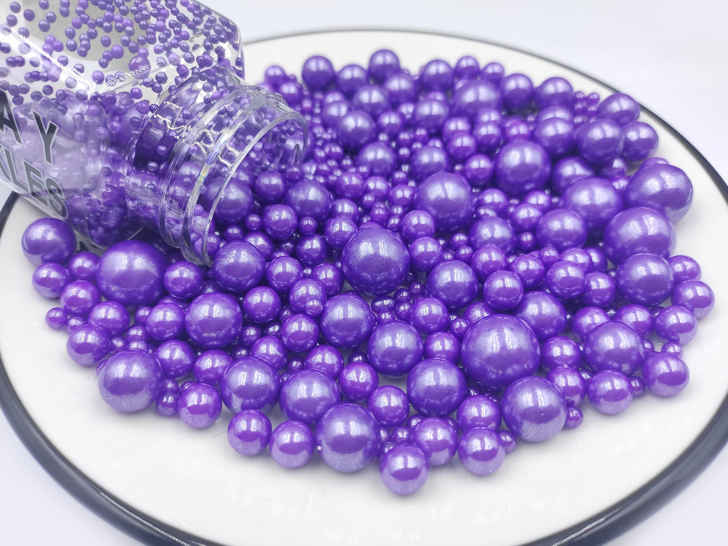 Edible Purple Pearls Sugar Sprinkles 120G/4.23 Oz, Mix Size Candy Pearl For Cake Decorating And Cupcake Toppers, Cookie Decorati