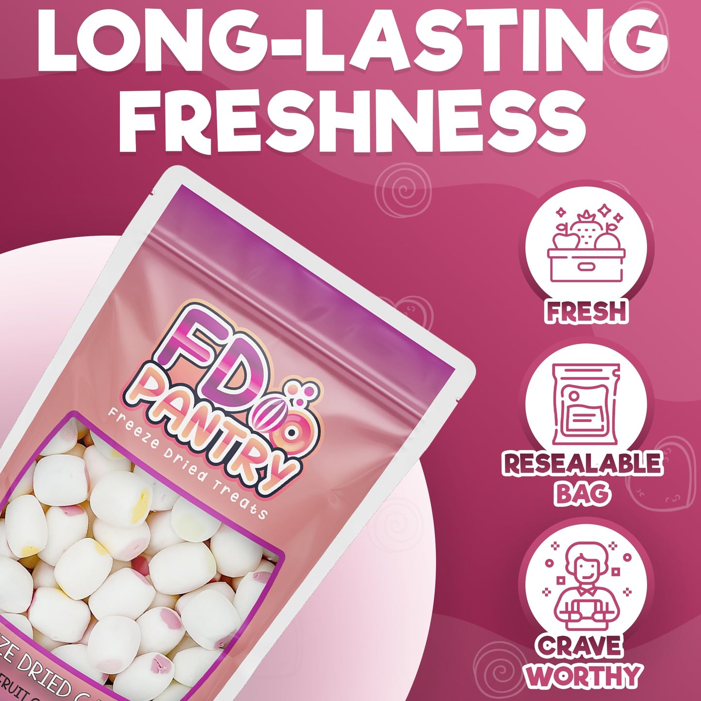 Freeze Dried Fruit Chews Crunchy Candy - 4 Oz Bag (Fruit Chews) - Strawberry, Green Apple, Mango, & Grape Treat Gift Snack Bag V