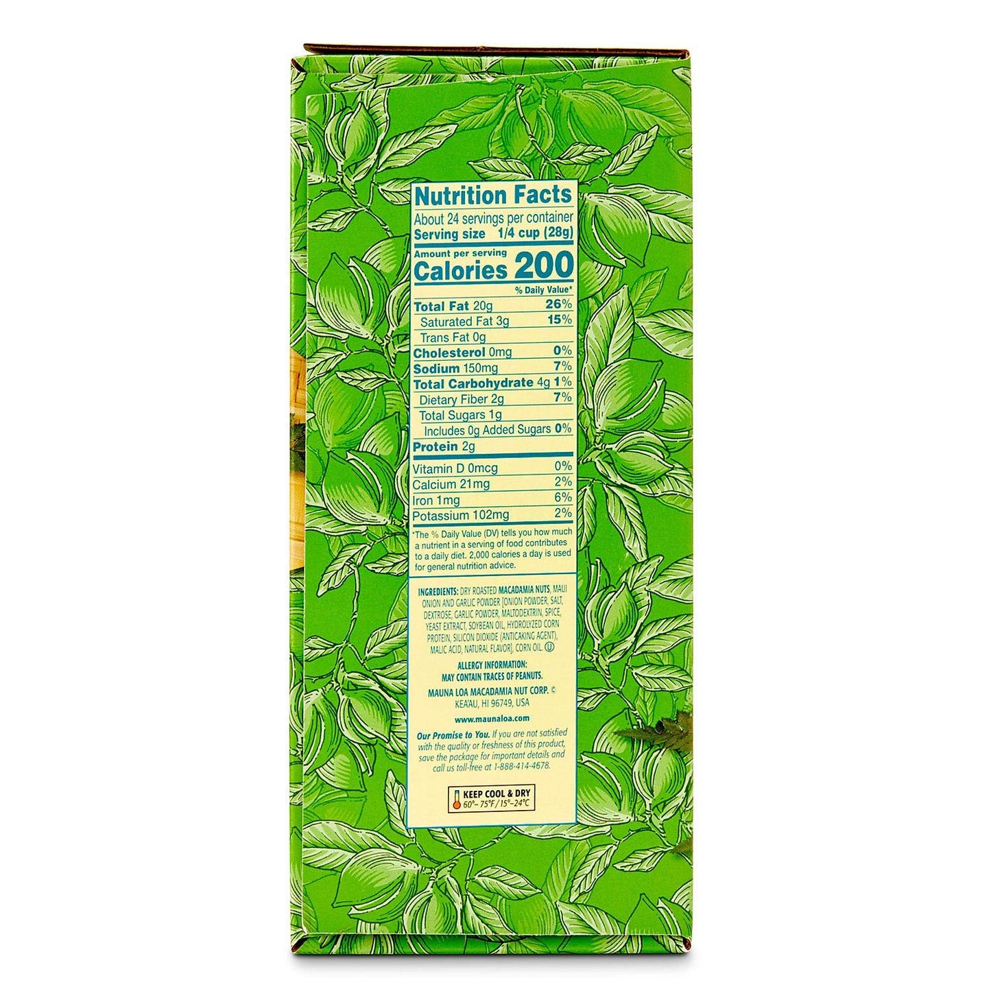 Mauna Loa Premium Hawaiian Roasted Macadamia Nuts, Maui Onion Garlic Flavor, 4 Oz Cup (Pack Of 6)