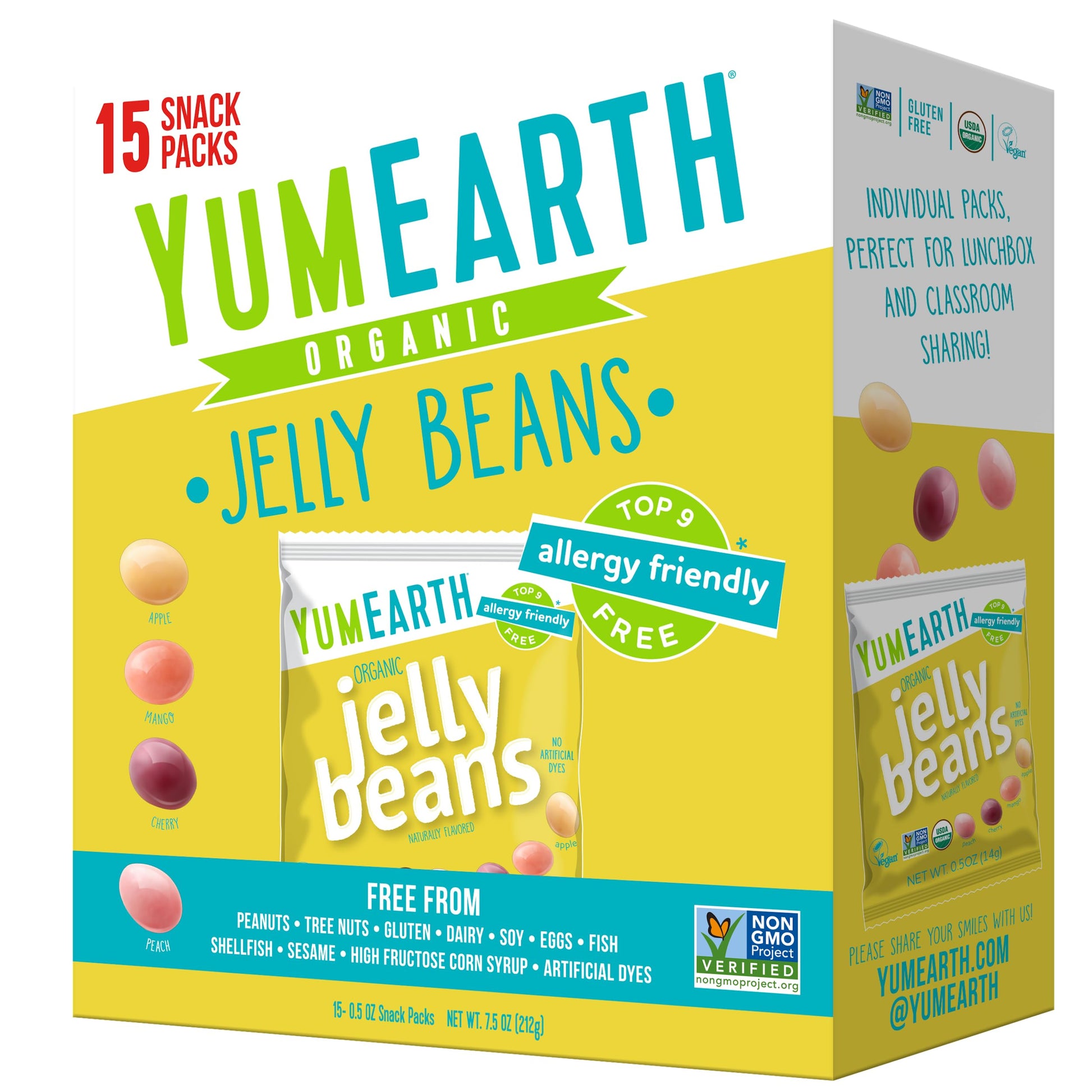 Yumearth Organic Jelly Beans - Fruity Candy Snack Packs, Gluten Free Snacks For Kids - Allergy Friendly, Non-Gmo, No Artificial