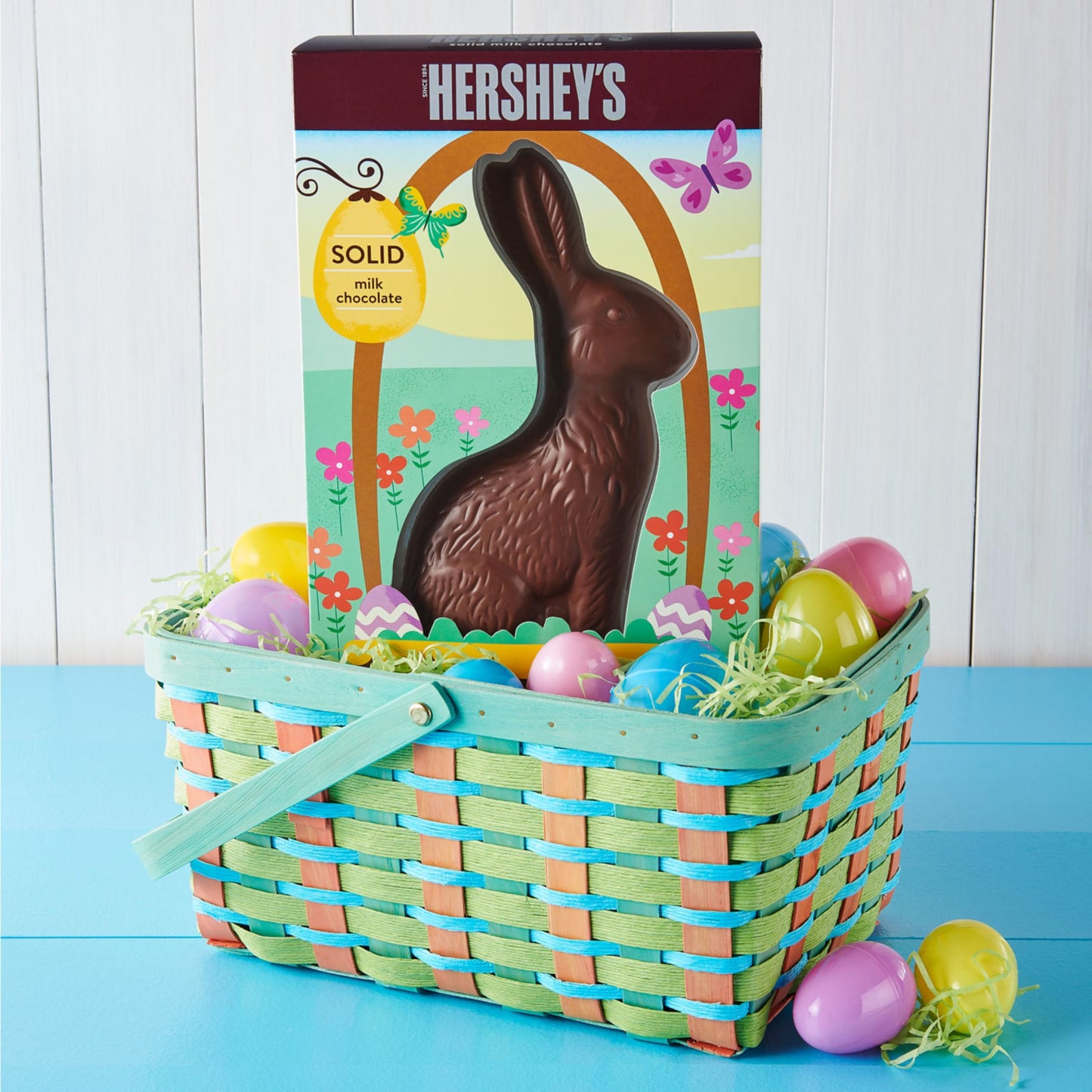 HERSHEYS Solid Milk Chocolate Bunny, Easter Candy Gift Box, 14 oz