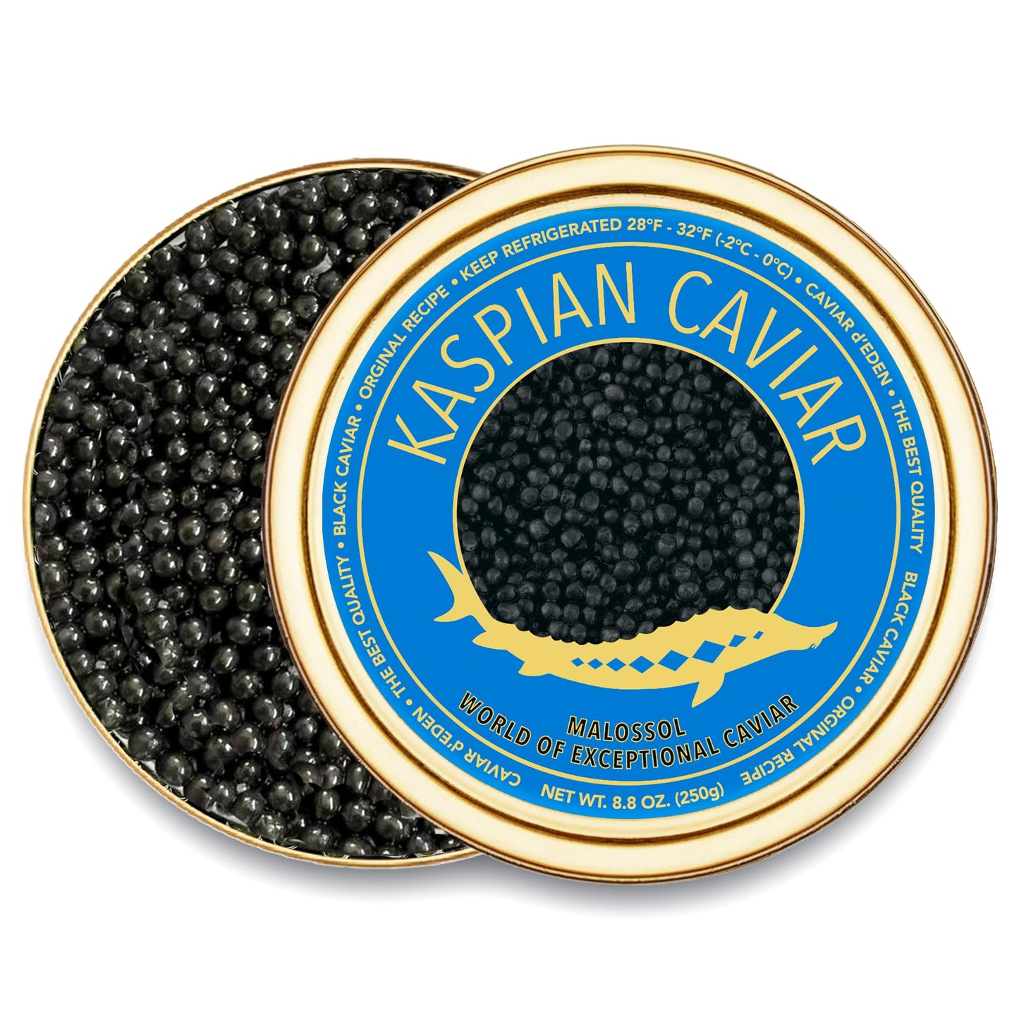 ???????????????????? Kaspian Collection - Premium Osetra Sturgeon Black Caviar - 1.8 Oz / 50 G In Metal Jar - Black Caviar With