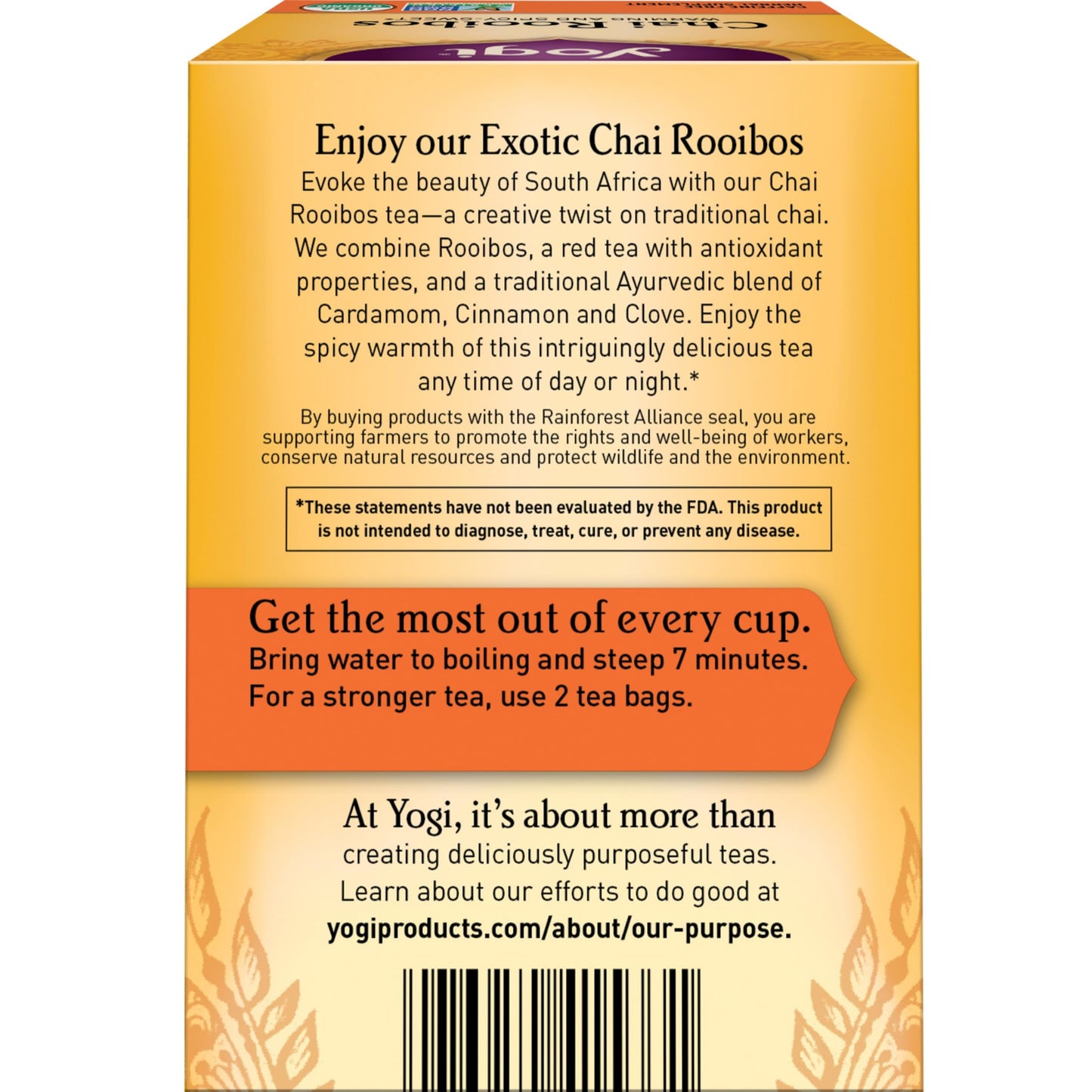 Yogi Tea Chai Rooibos Tea - Spiced Organic Rooibos - 96 Count (6 Packs) - Caffeine-Free - Includes Cardamom, Cinnamon, Ginger, Clove