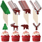 Outus Lumberjack Cupcake Toppers, 48 Pieces, Buffalo Plaid, Red/Black Baby Shower Decorations