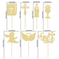 Gyufise Cupcake Toppers, 28Pcs Gold Glitter Christian Baptism Decor, Angel Chalice & Bible Cross Design