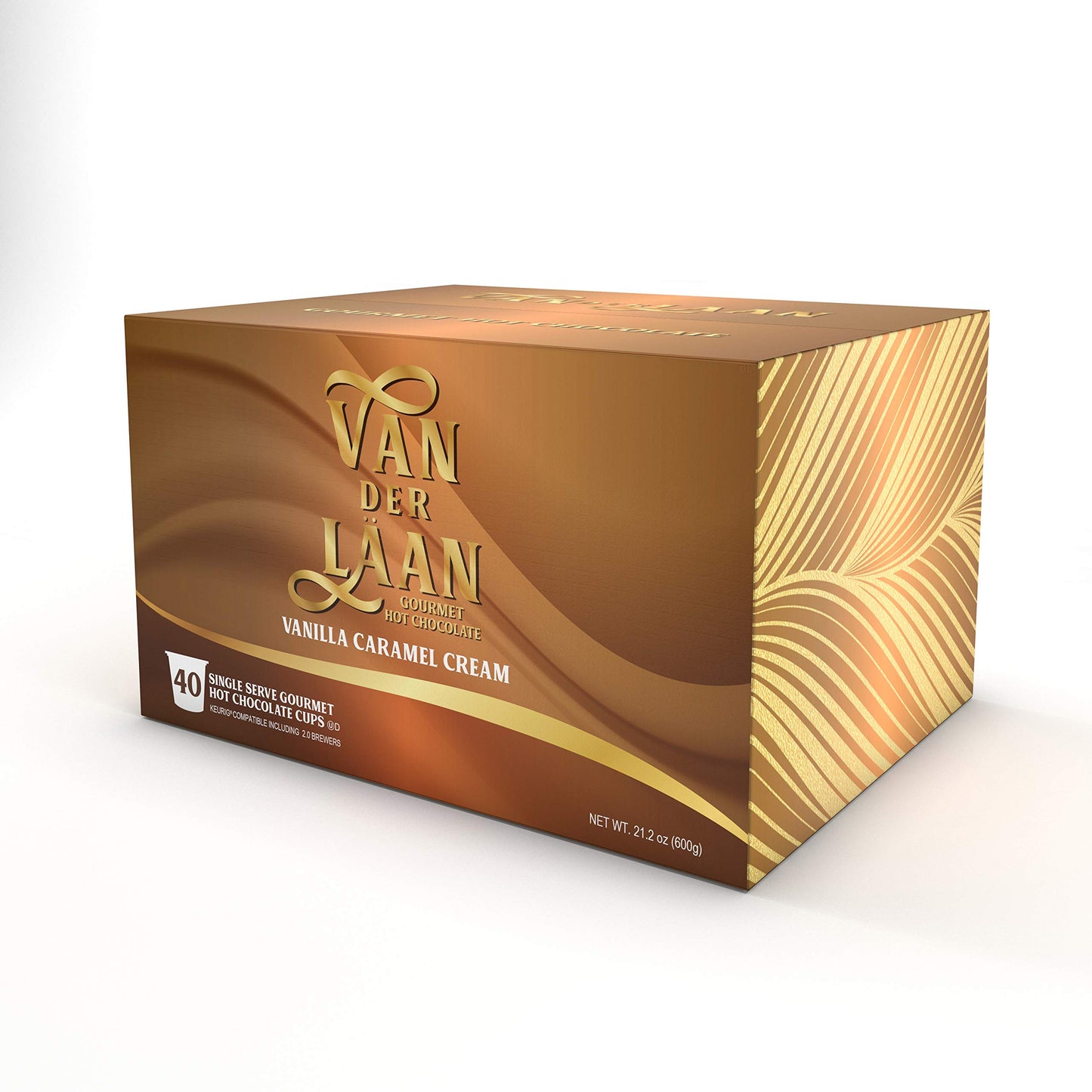 Van Der Laan Chocolate Hot Cocoa Pods, Vanilla Caramel, 40 Count, Compatible with K Cup malt-inspired
