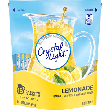 Crystal Light Sugar-Free Lemonade Naturally Flavored Powdered Drink Mix 16 Count Pitcher Packets