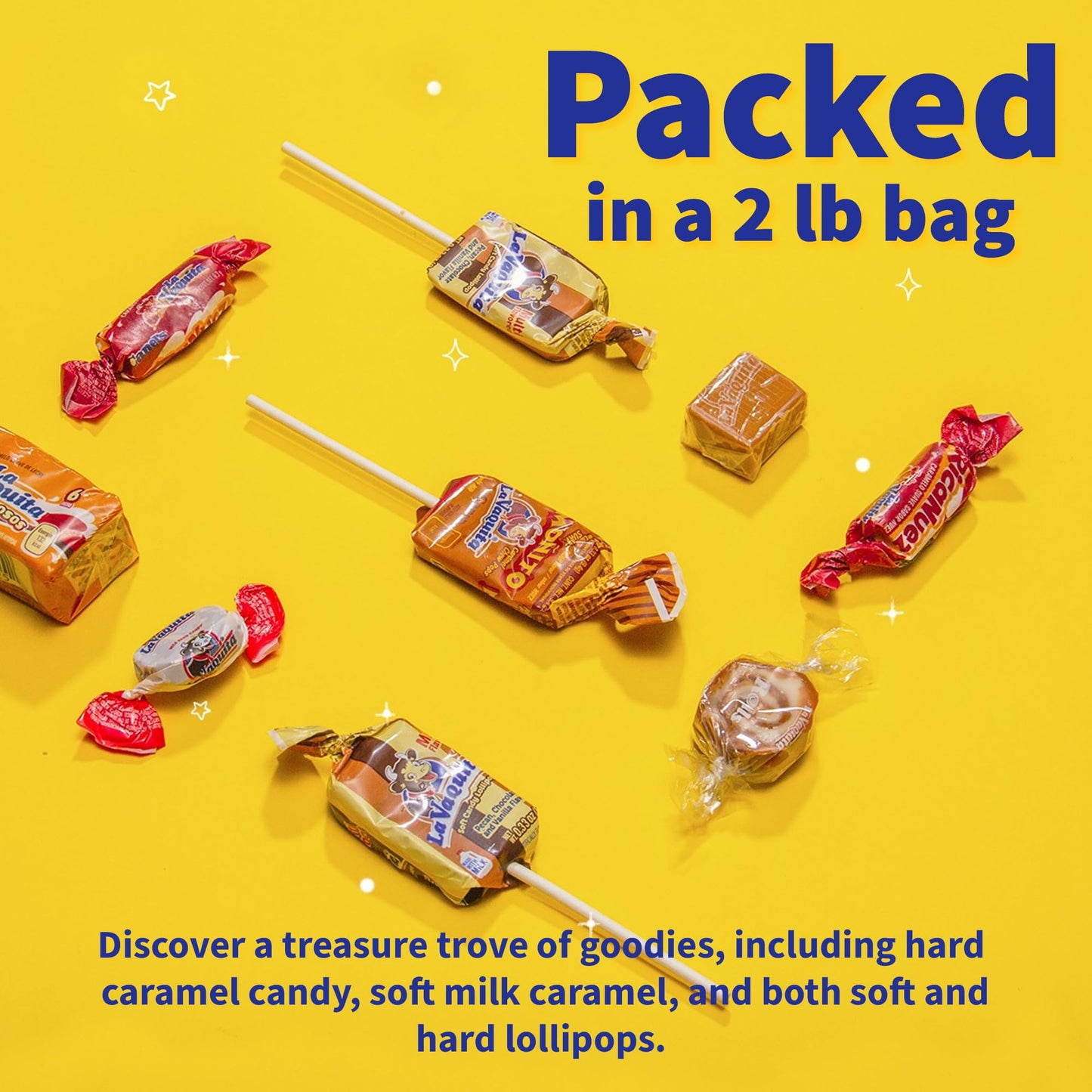 Canels La Vaquita Mix Bag - Assorted Candy Mix of Caramels, Coconut, Chocolate, and Pecan Soft and Hard Candy, 2.0 lb