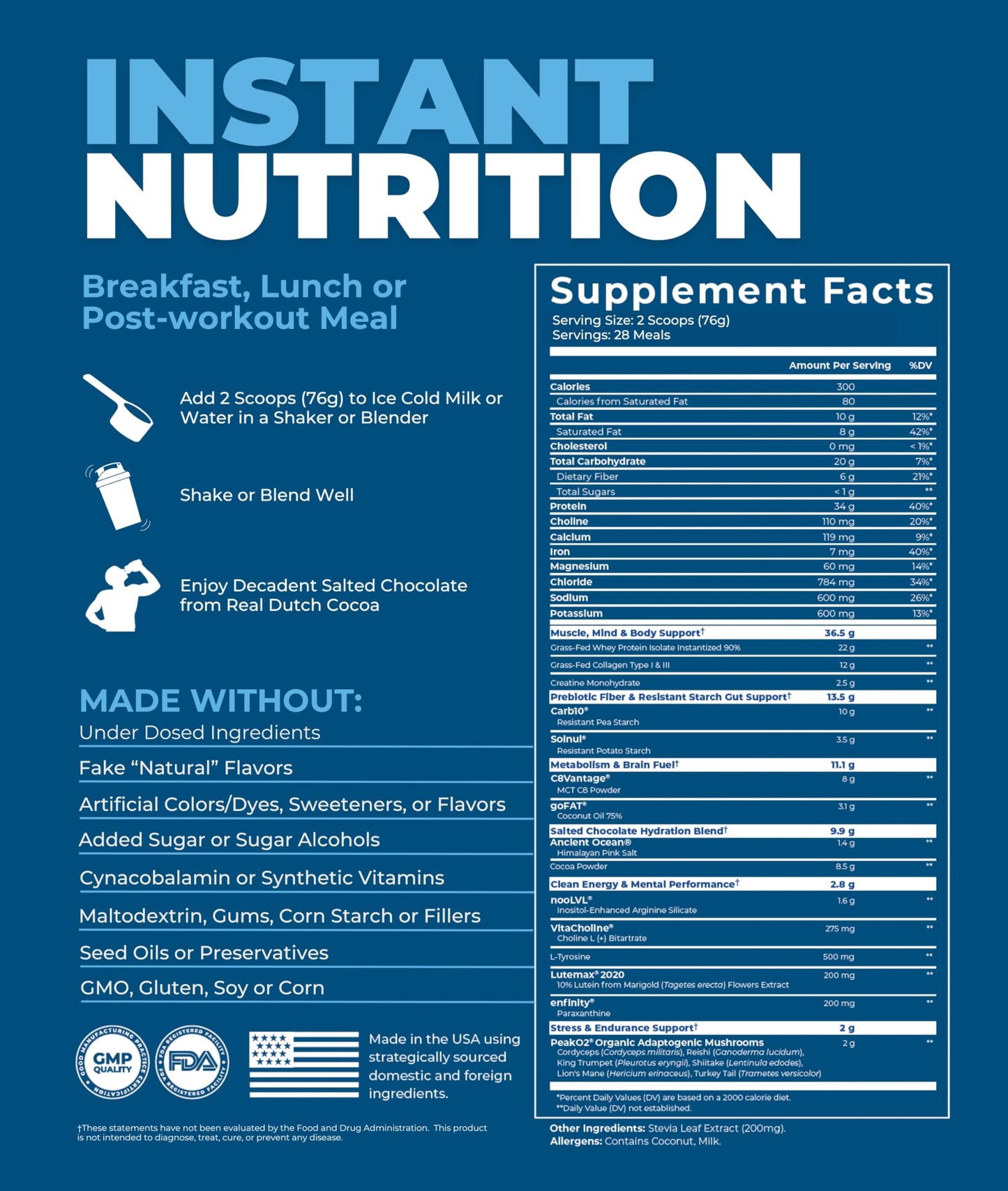 Purpose Meals Meal Replacement Shake, Grass Fed Whey Protein, Creatine, Electrolytes, 37.52 oz, Pack of 2, Salted Chocolate