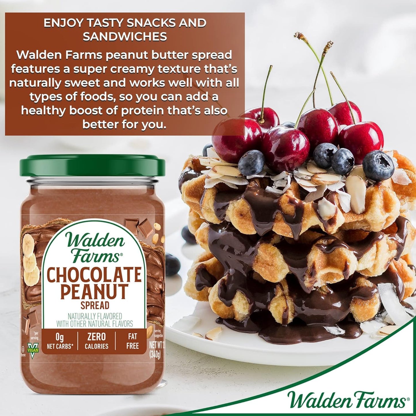 Walden Farms Chocolate Peanut Spread 12 Oz (Pack Of 6)