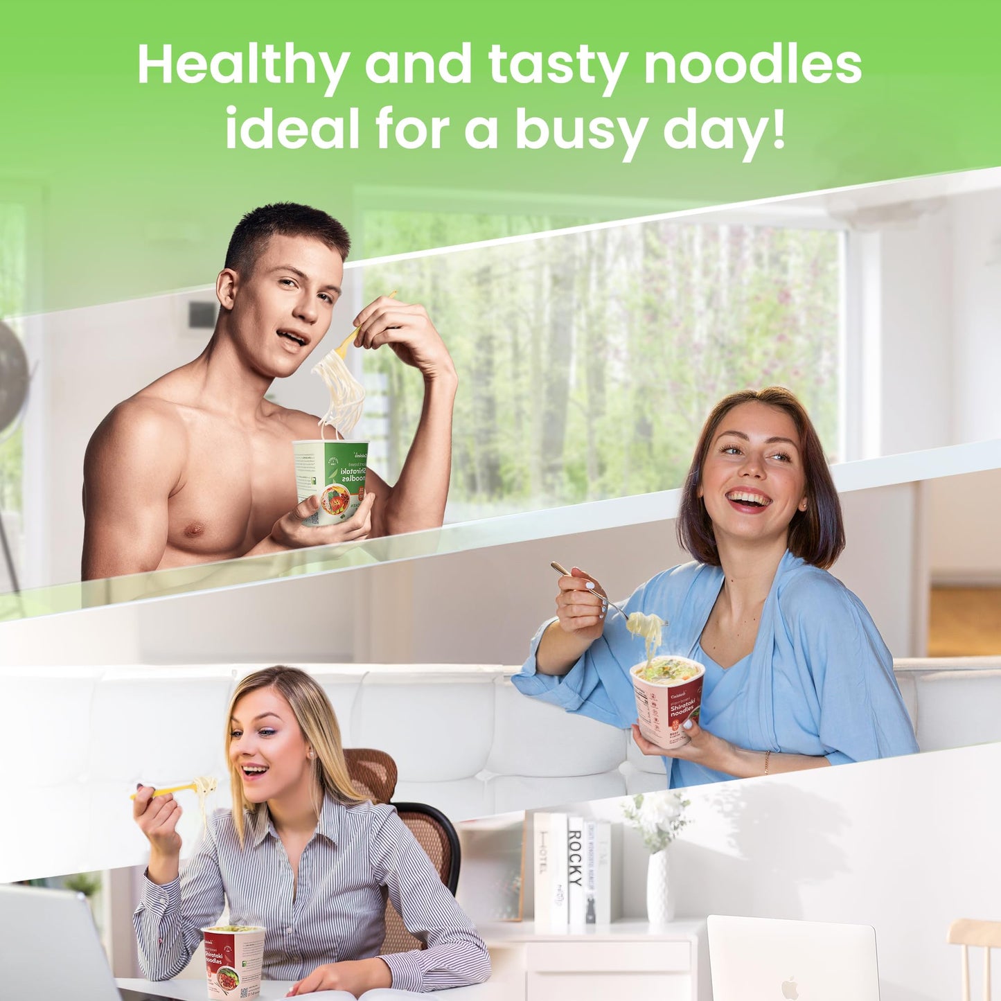 Caloless Konjac Shirataki Noodles, 6 Pack Low Calorie Konjac Pasta Noodles, Low Carb Chicken Cup Konjac Noodles Soup, Healthy No