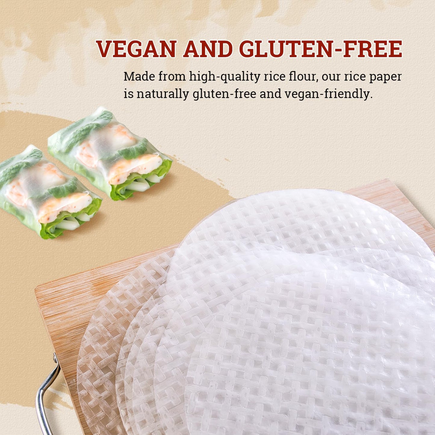 52Usa Rice Paper, 3 Pack, Rice Paper Wrappers, Fresh Spring Roll Wrappers & Dumplings-102 Sheets, Gluten-Free Wonton Wrappers, V