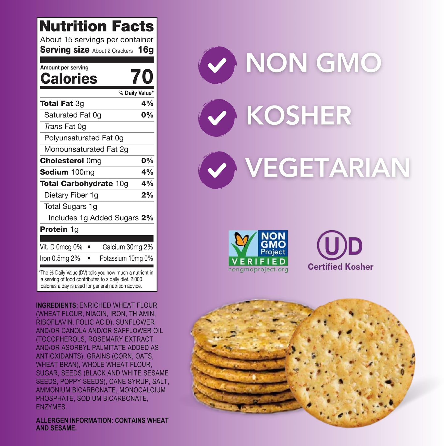 Milton'S Craft Bakers Gourmet Crackers Variety Bundle (Multi-Grain, Everything, Crispy Sea Salt) - Non-Gmo Project Verified, All