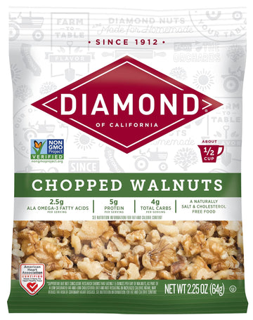 Diamond of California Chopped Walnuts, 2.25 oz, 12 Count, Model 70450048918
