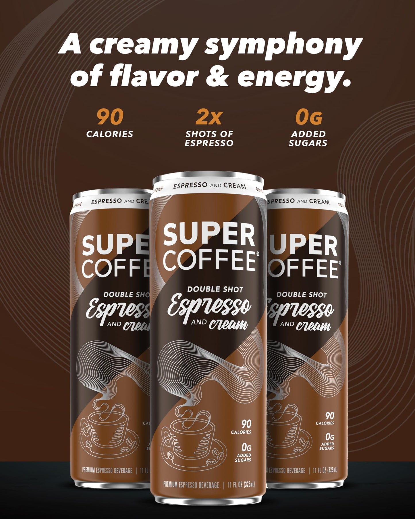 Kitu Super Coffee Espresso, Iced Keto Coffee (0G Added Sugar, 90 Calories) [Espresso & Cream] 11 Fl Oz, 12 Pack | Iced Coffee, P