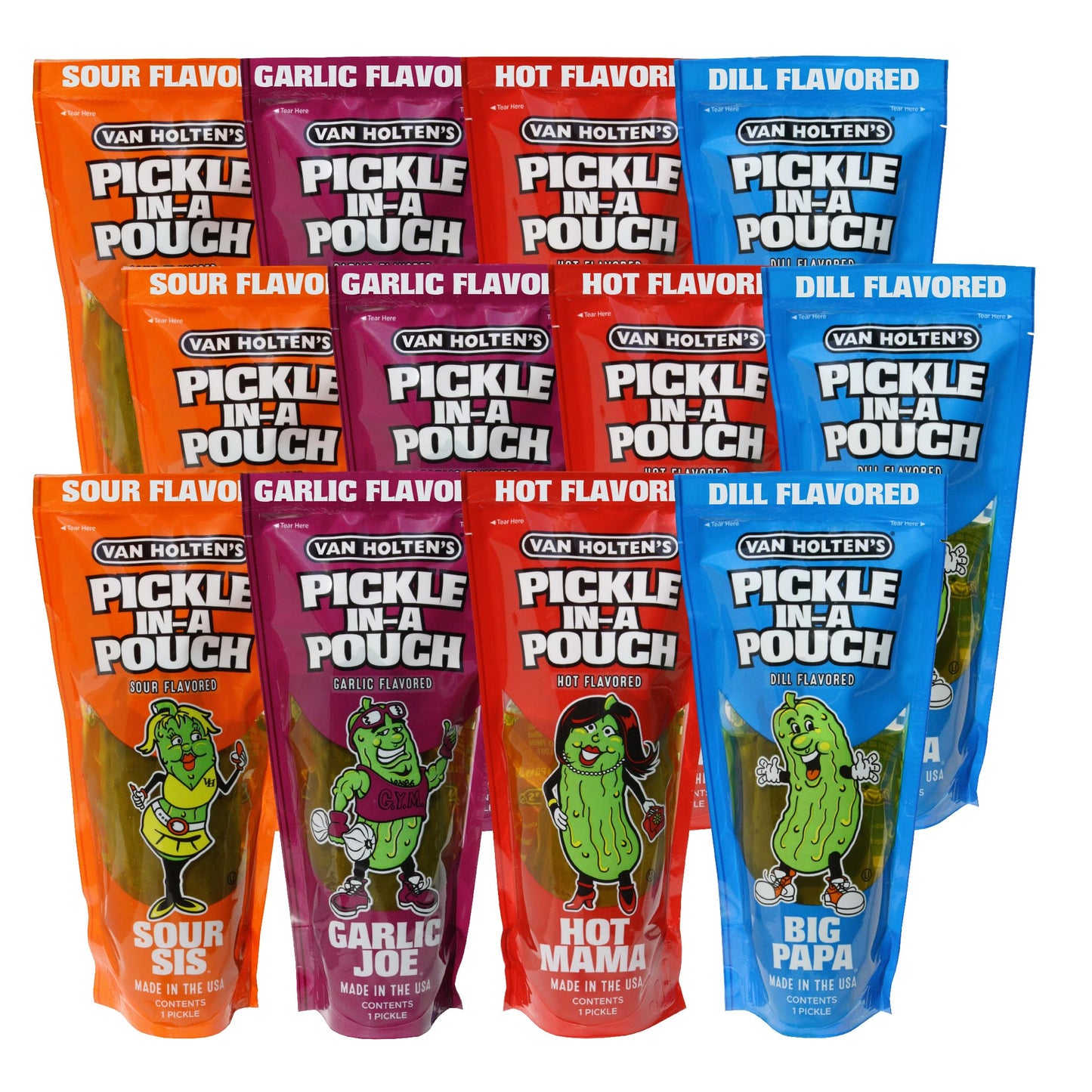 Van Holtens Pickles - Charismatic Characters Pickle-In-A-Pouch Sampler - 12 Pack
